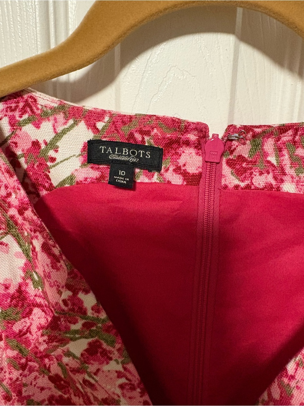Talbots 100% Linen Sleeveless Pink Floral A-Line Dress with Belt - Picture 3 of 4